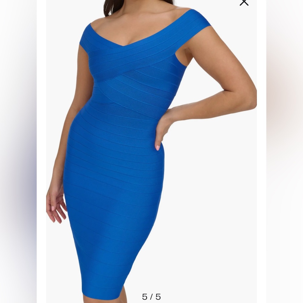 Siena Studio Bandage Knit Body-Con Dress Blue Size M